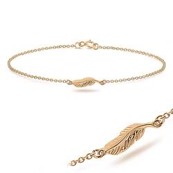 Rose Gold Plated Feather Shaped Silver Bracelet BRS-64-RO-GP